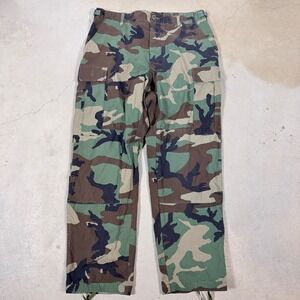 Vintage Woodland Camouflage Cargo Pants Men's Medium Short Military BDU